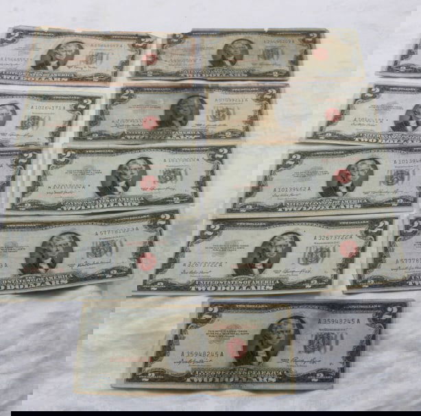 9 $2 Notes 1953 & 1963 Red Seal (1 of 15)