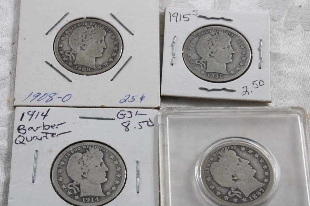 4 Barber Silver Quarters (1 of 9)