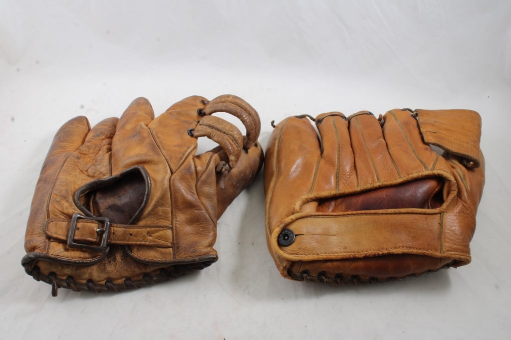 Phil Rizzuto & Joe Medwick HOF Baseball Gloves: Phil Rizzuto & Joe Medwick HOF Baseball Gloves - Both Mitts are Hall of Famers from 1940's & 1950's - as pictured. Please ask questions and read terms & conditions before bidding.