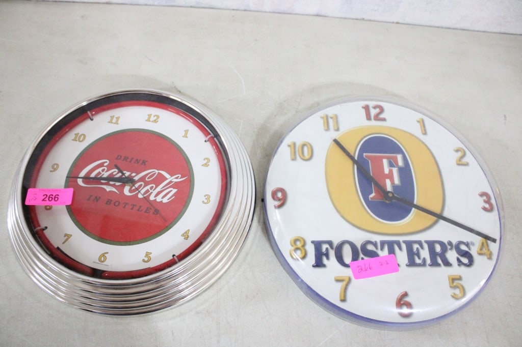 Coca Cola & Foster's Beer Wall Clocks Working (1 of 8)