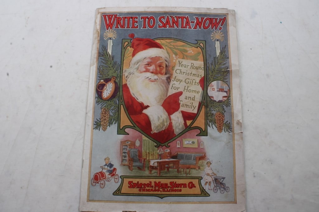 Ca. 1915 Spiegel Christmas Catalog w/Santa Claus: Ca. 1915 Spiegel Christmas Catalog w/Santa Claus - May, Stern Co. Chicago, Illinois as pictured. Please ask questions and read terms & conditions before bidding.