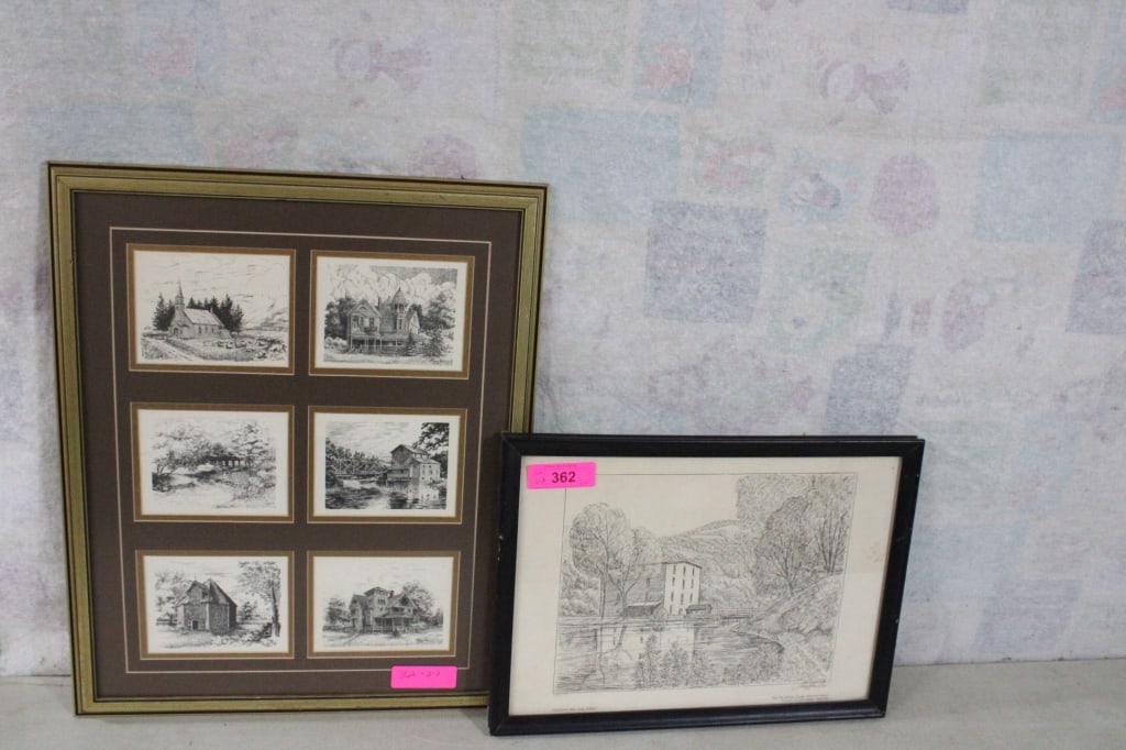 2 Framed Artists Drawings/Prints (1 of 14)