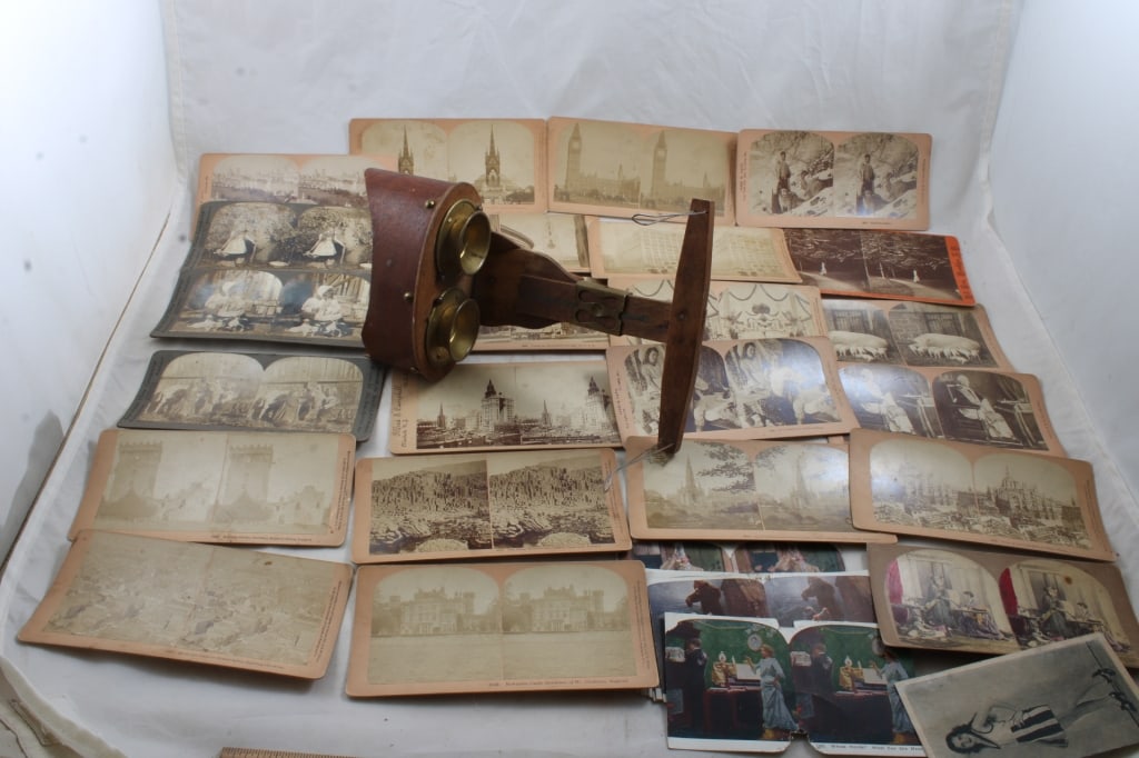 1896 Stereo-graphoscope & Stereoview Cards: 1896 Stereo-graphoscope & Stereoview Cards - As pictured. Please ask questions and read terms & conditions before bidding.