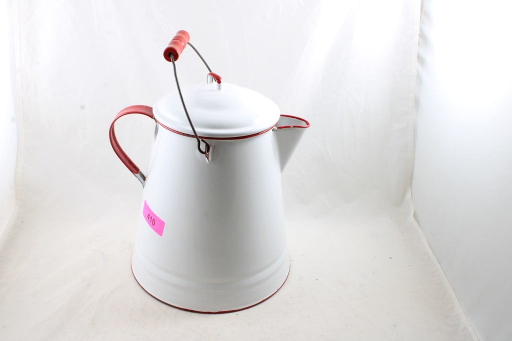 Red & White Enamelware Cowboy Coffee Pot (1 of 9)