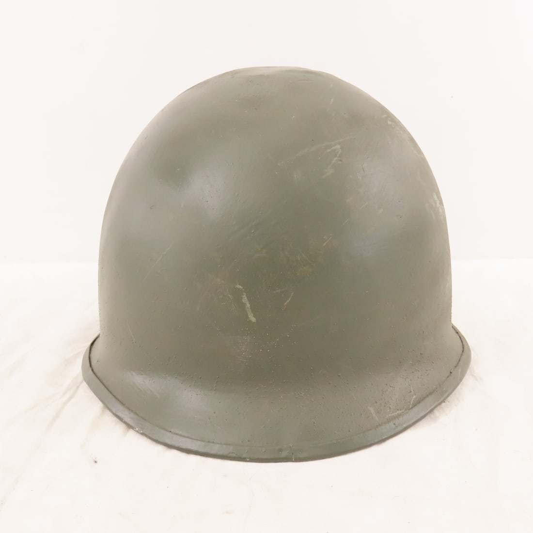 WWII Front Seam Helmet with Liner: WWII Front Seam Helmet with Liner - Please read terms & conitions and ask questions before bidding.