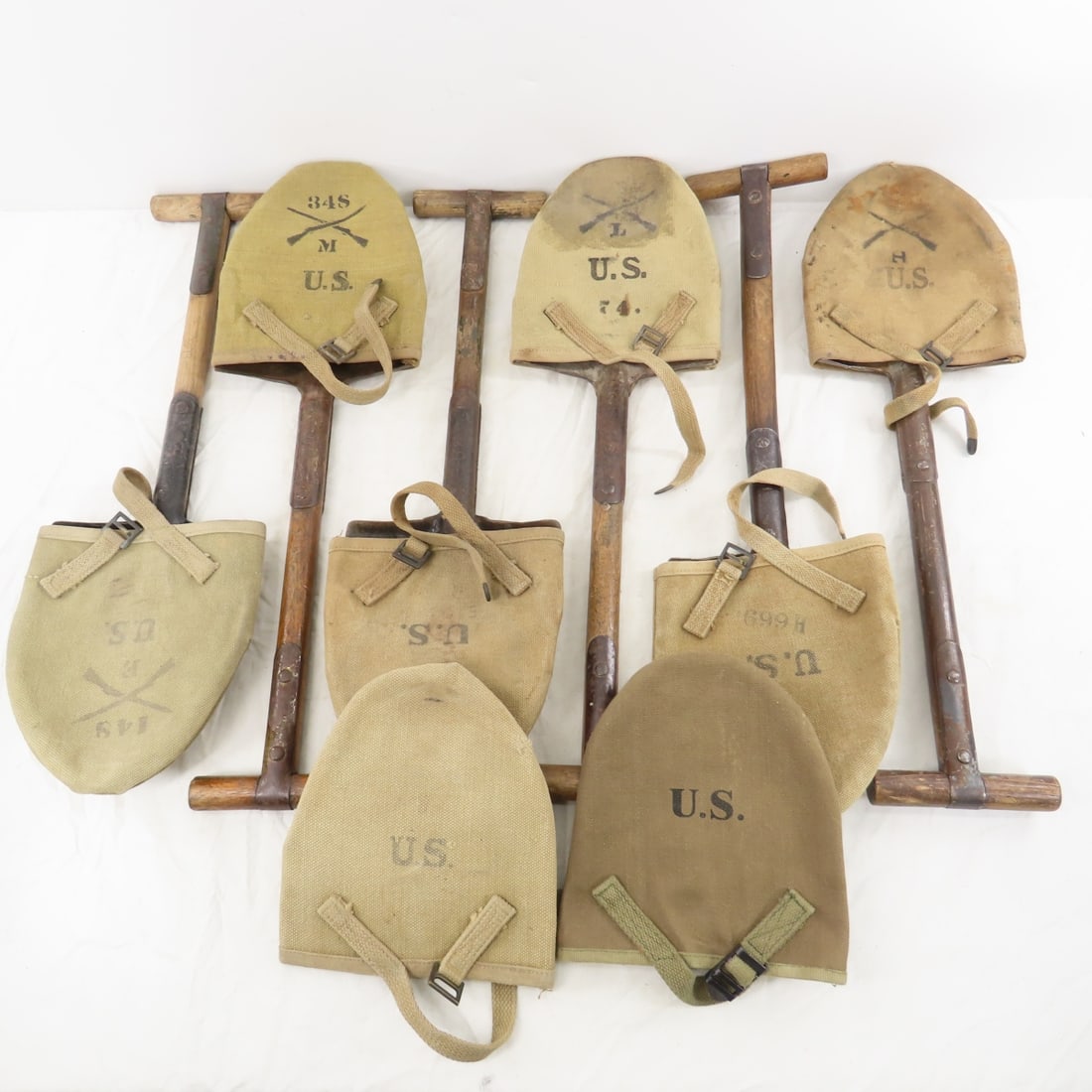 6 US M1910 T-Handle Shovels & Covers WW1, WW2 (1 of 9)