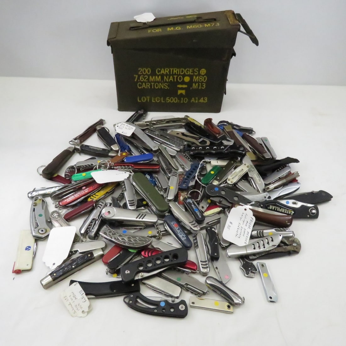 18 pound ammo can of folding pocket knives (1 of 20)