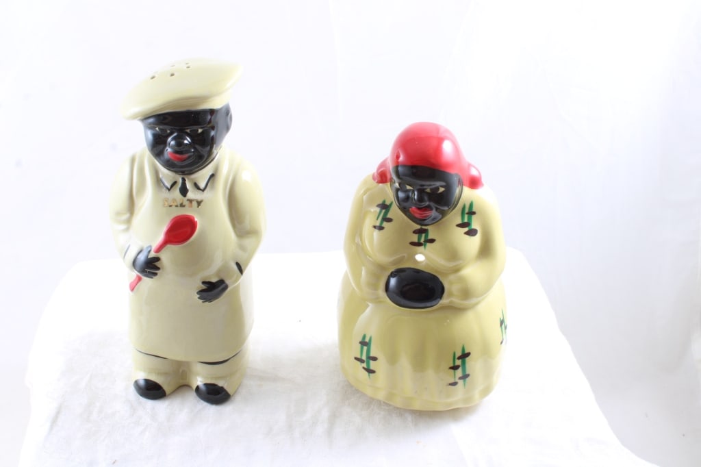 McCoy String Holder, Salty Chef Salt Shaker: McCoy String Holder, Salty Chef Salt Shaker - Salty Salt Shaker 8" Tall & McCoy String Holder 6 1/2" Tall. Both as pictured. Please ask questions and read terms & conditions before bidding.