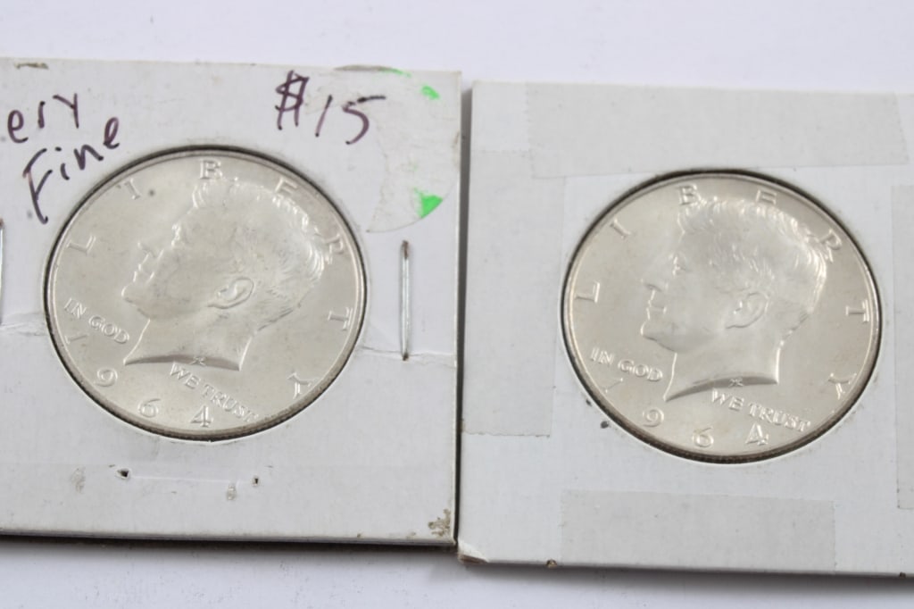 2 Silver 1964 Kennedy Half Dollars (1 of 5)