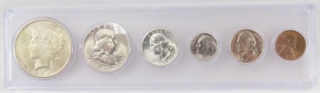 1950 US Proof Set & BU 1925 Peace Silver Dollar (1 of 13)