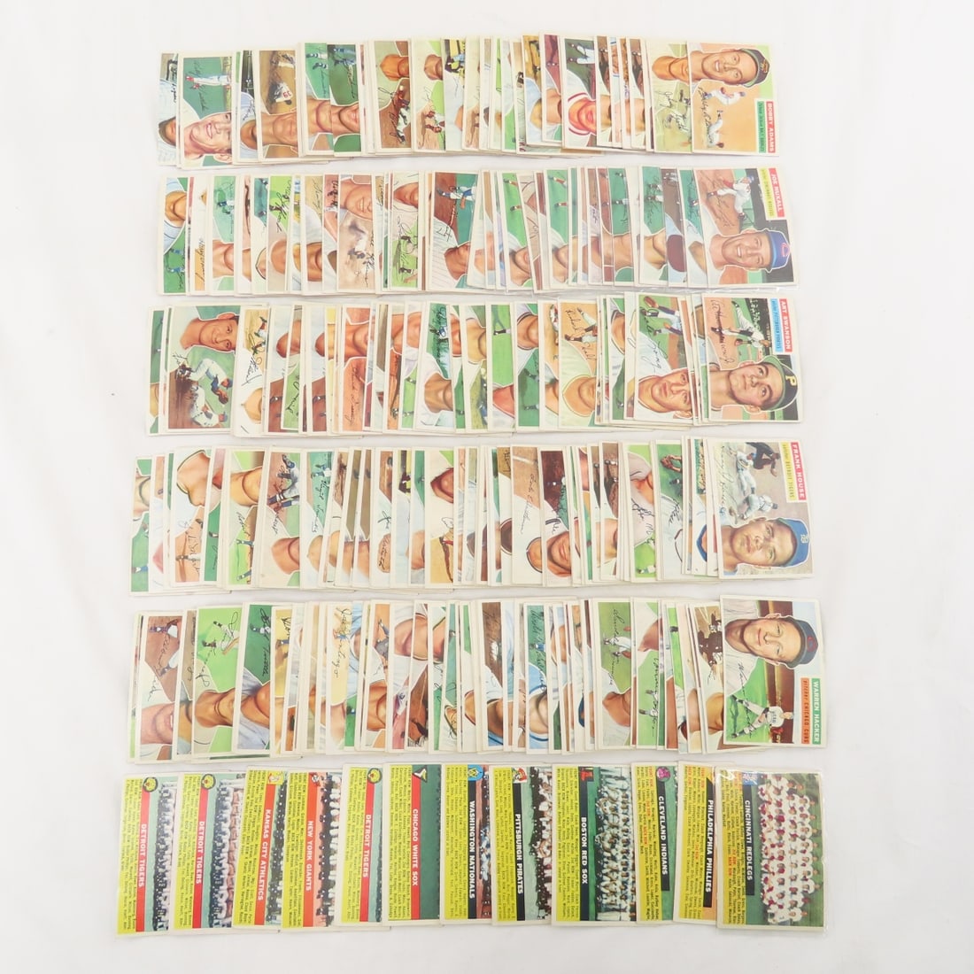 300+ 1956 Topps Baseball Cards- 12 Team Cards (1 of 16)