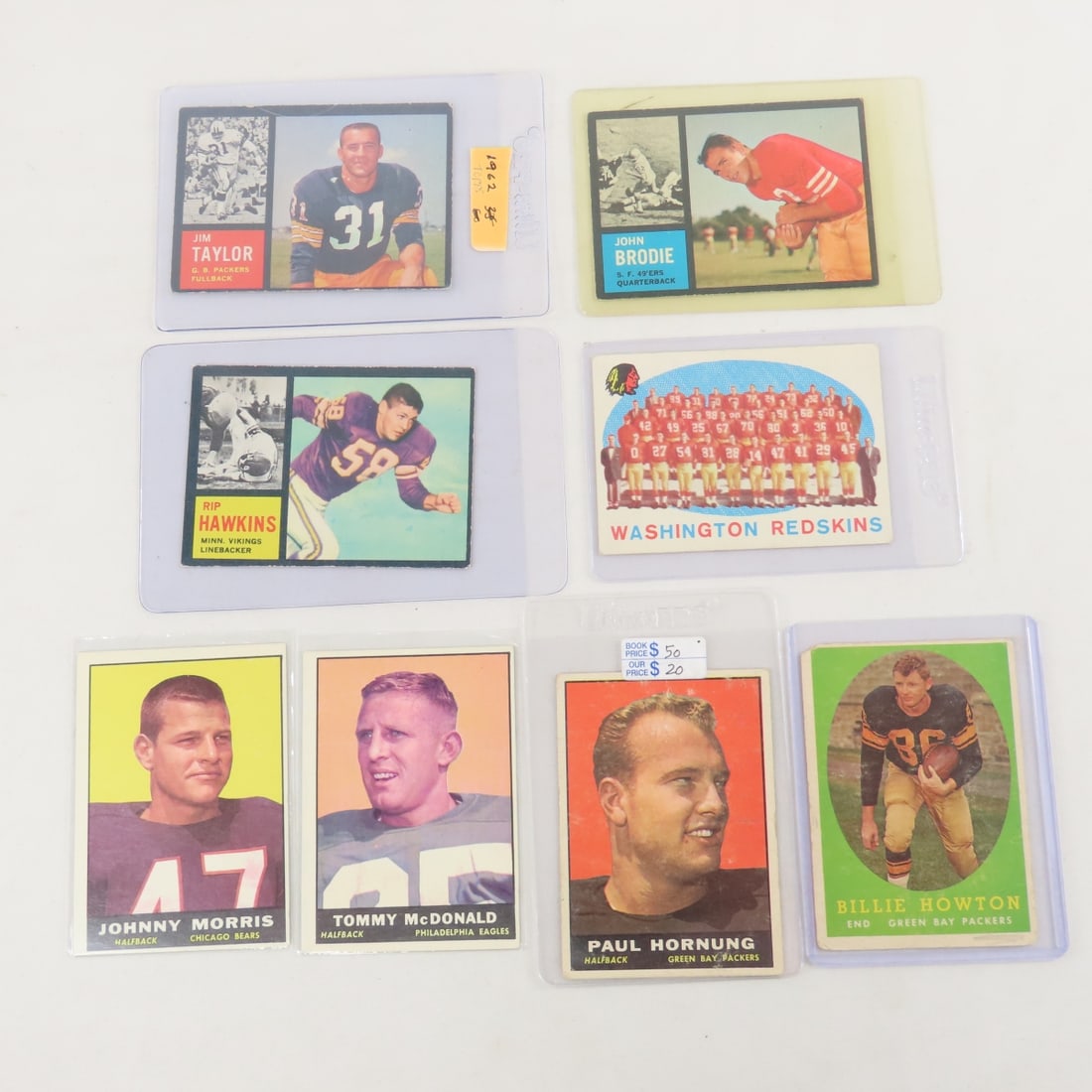 8 1958-1962 Topps Football Cards- Hornung (1 of 17)