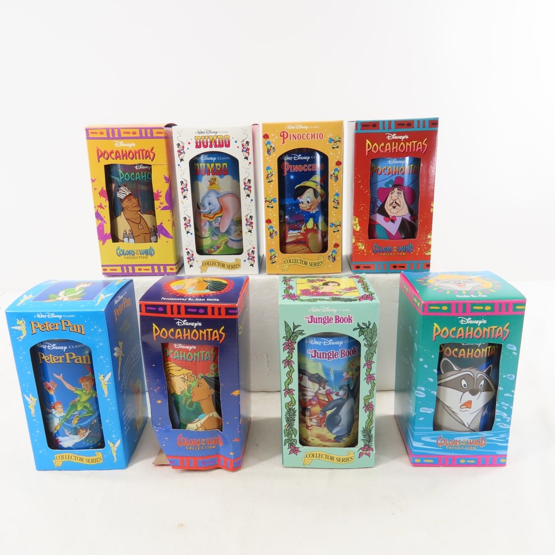 8 Disney Collector Glasses in Original Packaging: 8 Disney Collector Glasses in Original Packaging - Please ask questions & read terms and conditions before bidding.