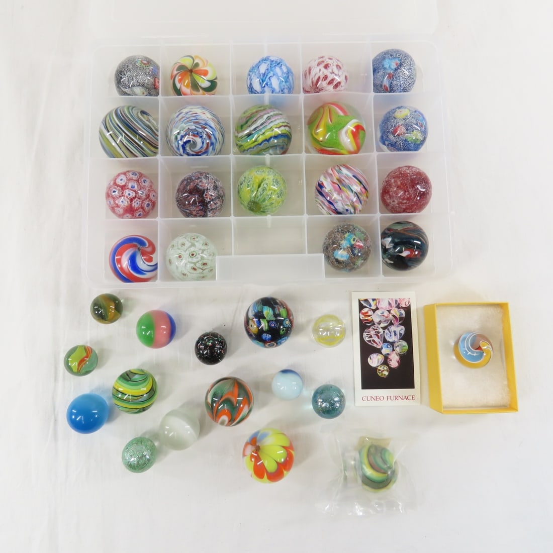 Cuneo Furnace & other art glass marbles: Cuneo Furnace & other art glass marbles - Please ask questions & read terms and conditions before bidding.