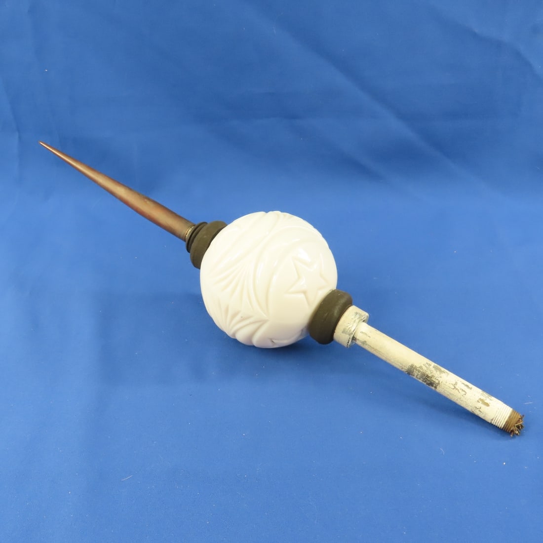 1800's Copper Lightning Rod with Milk Glass Ball (1 of 6)