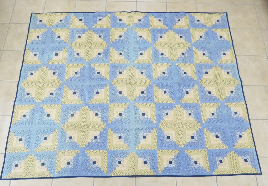 Log Cabin Machine Quilted 66x82" Quilt: Log Cabin Machine Quilted 66x82" Quilt - label on back says "Star Search" by Charlene Seifert September 1999, has rod pocket on back for display, no stains or tears Please ask questions & read terms a