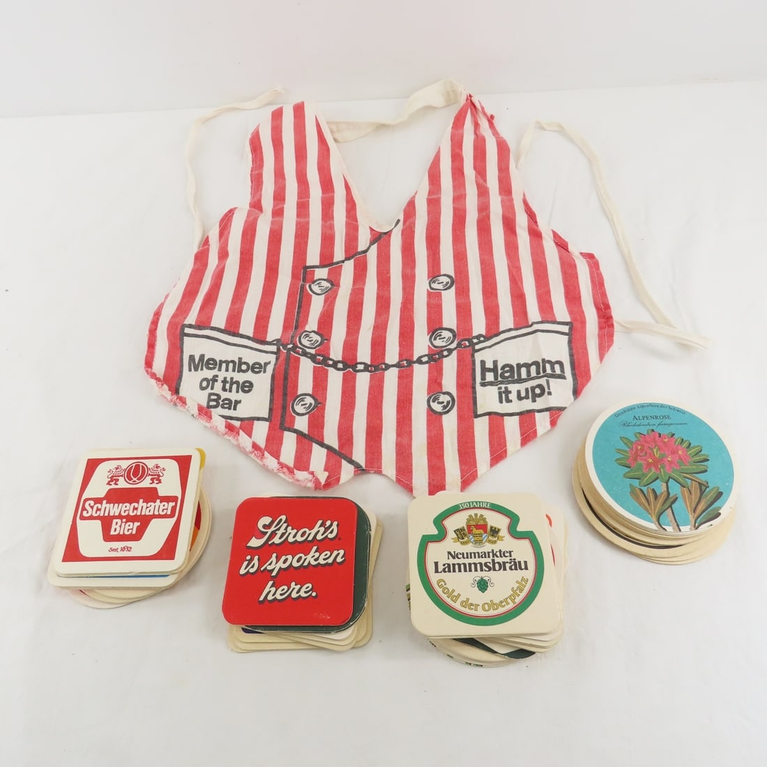 Hamm it up! apron & beer coasters: Hamm it up! apron & beer coasters - Please ask questions & read terms and conditions before bidding.