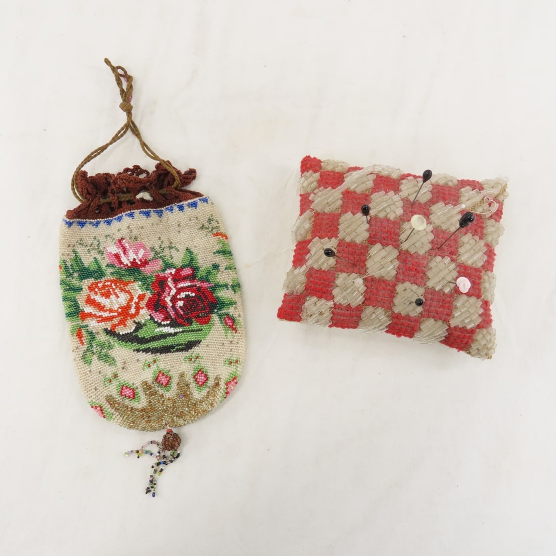 Antique beaded purse & pin cushion (1 of 11)