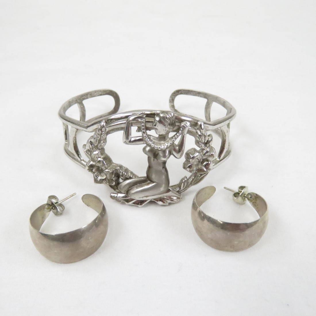 Art Nouveau OTIS signed Sterling Cuff Bracelet (1 of 11)