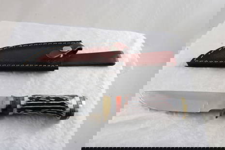 Fixed Blade Knife with Leather Sheath: Fixed Blade Knife with Leather Sheath - As pictured. Please ask questions and rerad terms & conditions before bidding. 