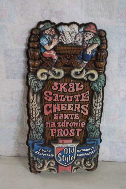 Heileman's Old Style Beer Embosograph Sign: Heileman's Old Style Beer Embosograph Sign - Measures 25" x 12 3/4". As pictured. Please ask questions and rerad terms & conditions before bidding.