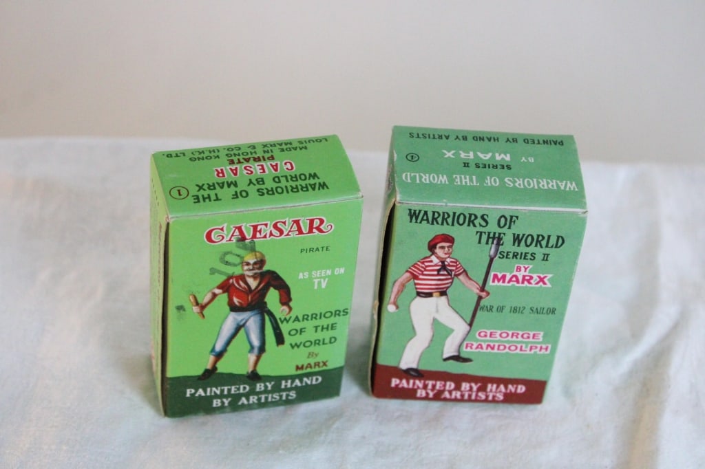 2 Marx Warriors of the World in Boxes: 2 Marx Warriors of the World in Boxes - Series II George Randolph War of 1812 in Box, Warriors of the World by Marx Caesar Pirate, all as pictured. Please ask questions and rerad terms & conditions be