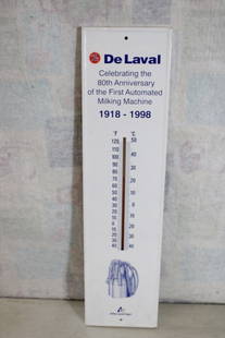 De Laval 1918-1998 Metal Advertising Thermometer: De Laval 1918-1998 Metal Advertising Thermometer - 7" x 28" as pictured. Please ask questions and rerad terms & conditions before bidding. 