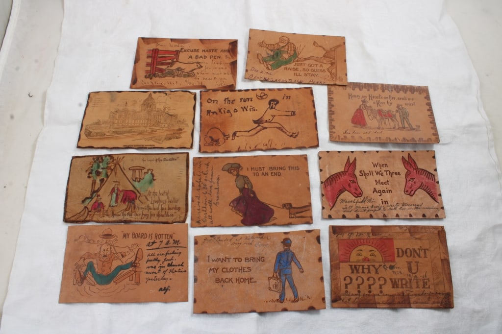 11 Antique Leather Postcards (1 of 17)