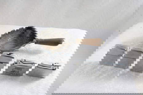 5 Lighters & Skillet Figural Ashtray: 5 Lighters & Skillet Figural Ashtray - Lighters are Barlow Advertising Flat Lighter, Bentley Lighter, Strome and 2 Japan. All as pictured. Please ask questions and rerad terms & conditions
