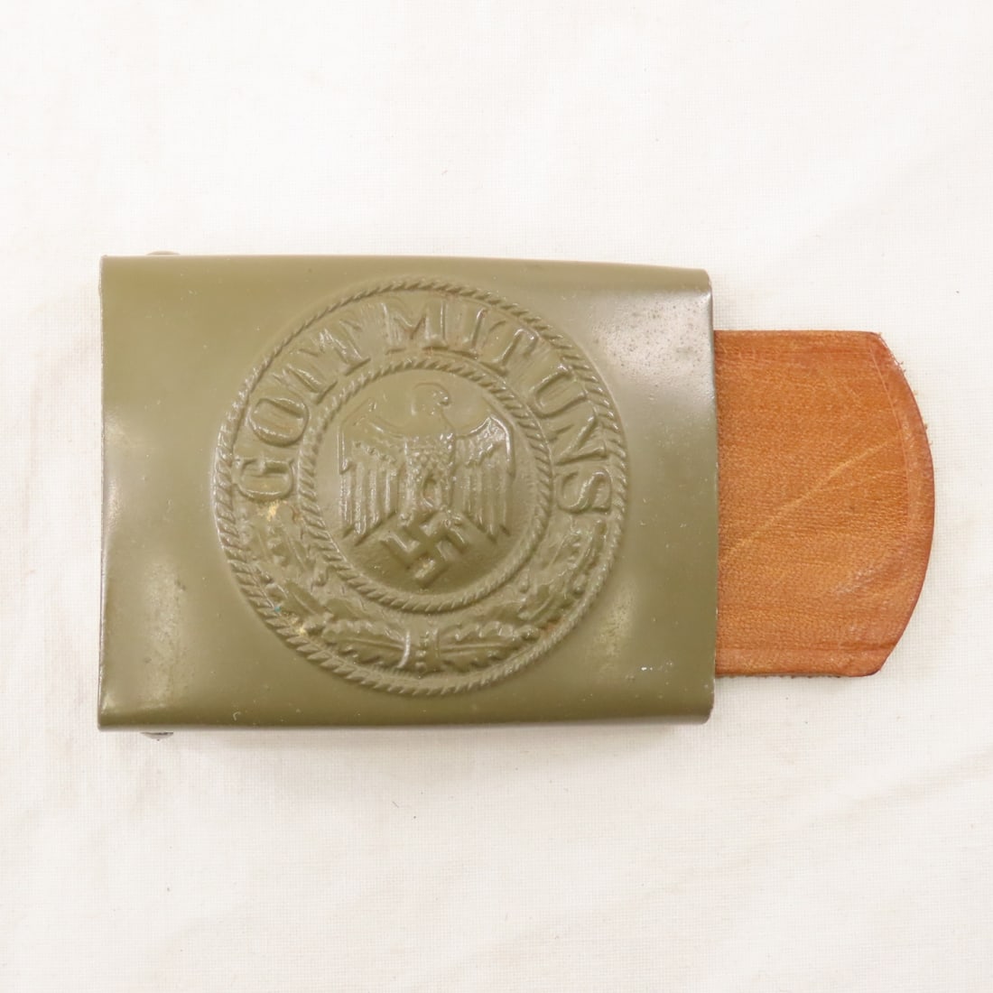 WWII German Army Belt Buckle with part of belt (1 of 10)