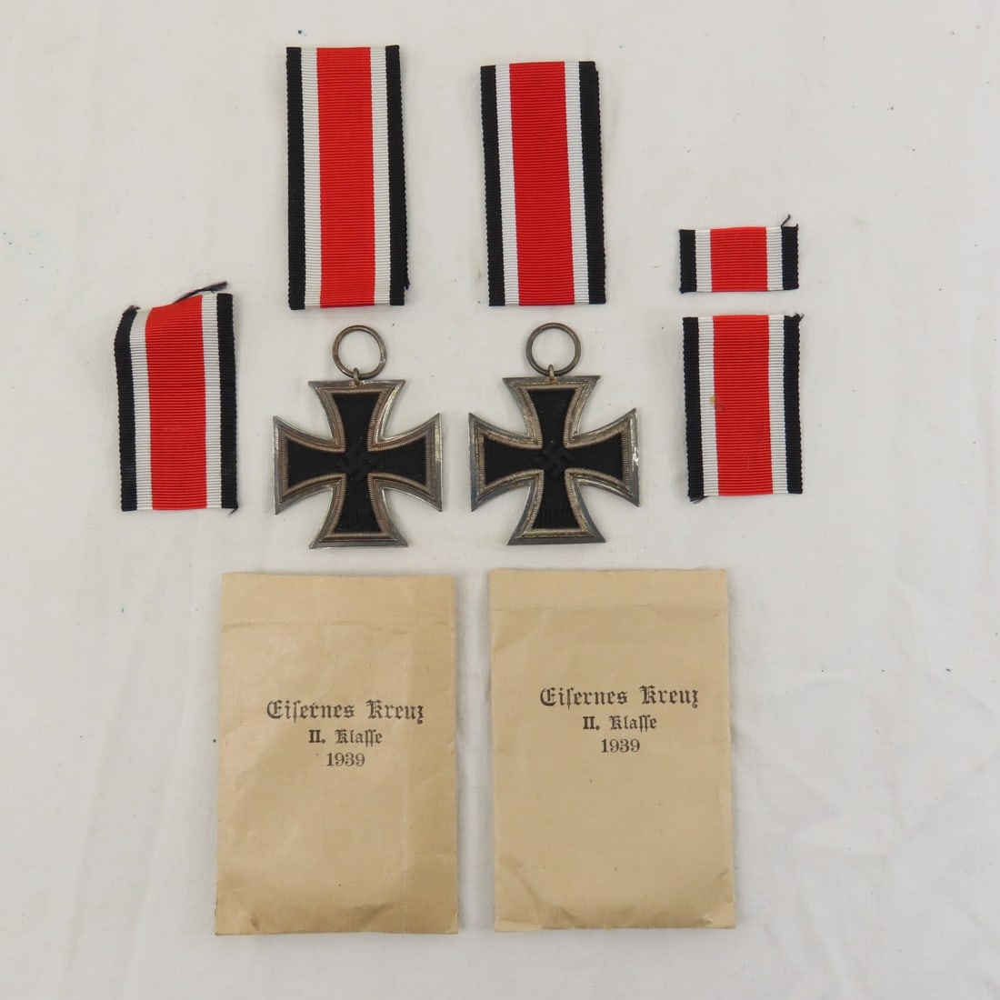 2 WWII German Iron Cross 2nd class with ribbons (1 of 9)