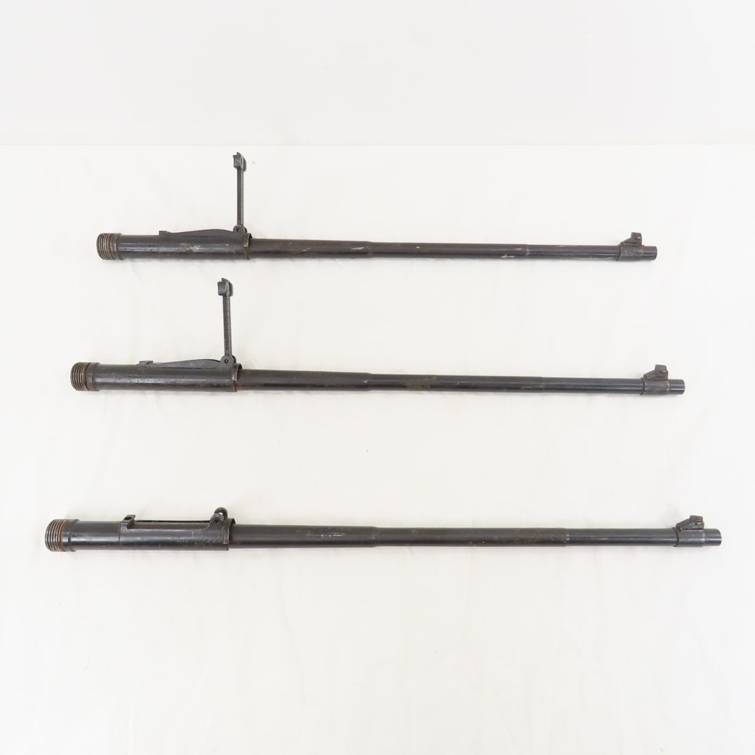 3 Mauser K98k 7.92x57mm Barrels: 3 Mauser K98k 7.92x57mm Barrels - All have good bores and minimal exterior pitting- need a good cleaning- were in cosmoline, and are 23.62". No import marks.1)has "diamond" mark on ring, front blade s