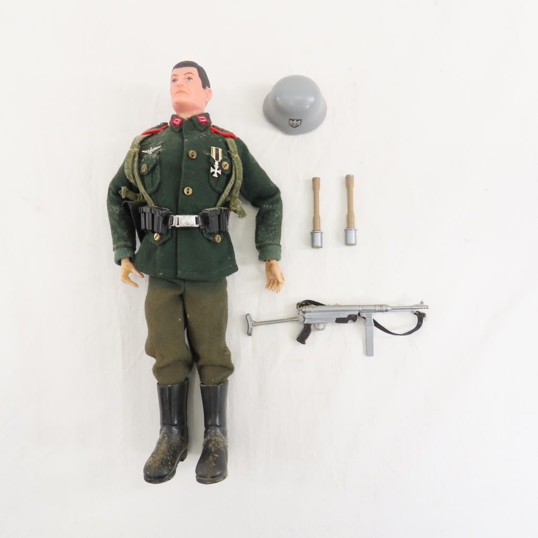 G.I. Joe German Stormtrooper Figure, Wool Uniform: G.I. Joe German Stormtrooper Figure, Wool Uniform-1964-1968, "Action Soldiers of the World", M40 Machine Pistol & 2 Potato Masher GrenadesPlease ask questions and read terms & conditions before biddin