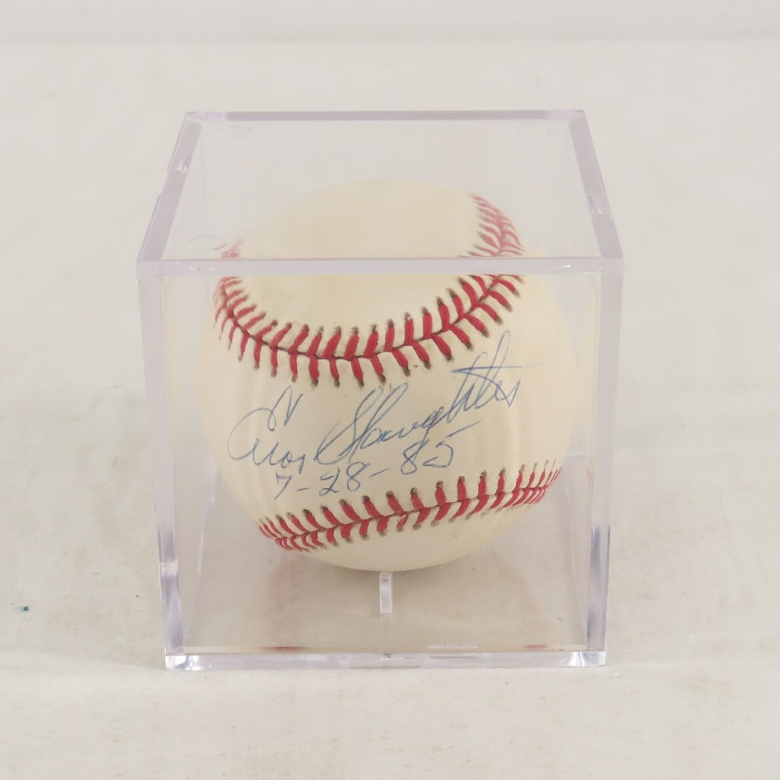 Enos Slaughter 7-28-85 autographed baseball (1 of 4)