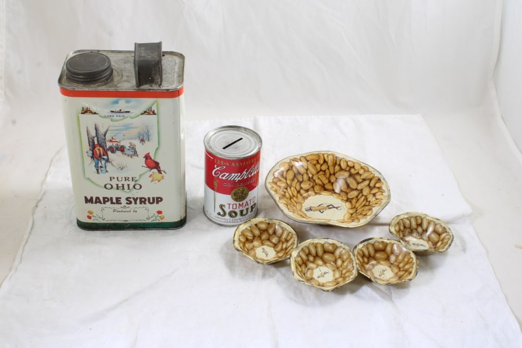 Mr. Peanut Bowls, Soup Can Bank, Maple Syrup Tin (1 of 17)