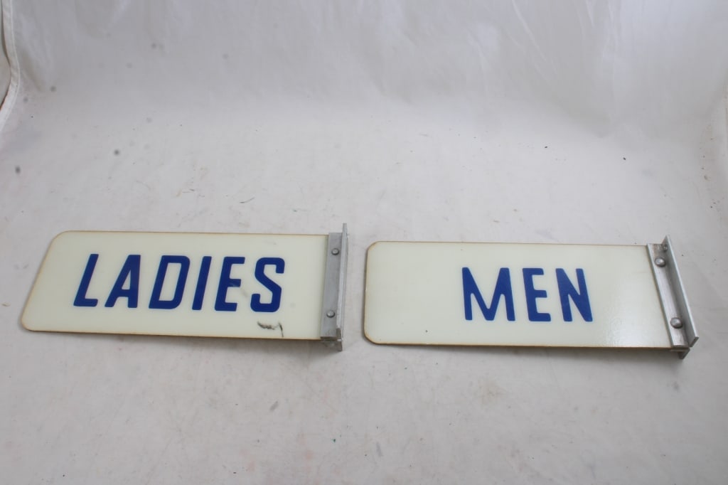 Vintage Men's & Ladies Gas Station Bathroom Signs (1 of 11)