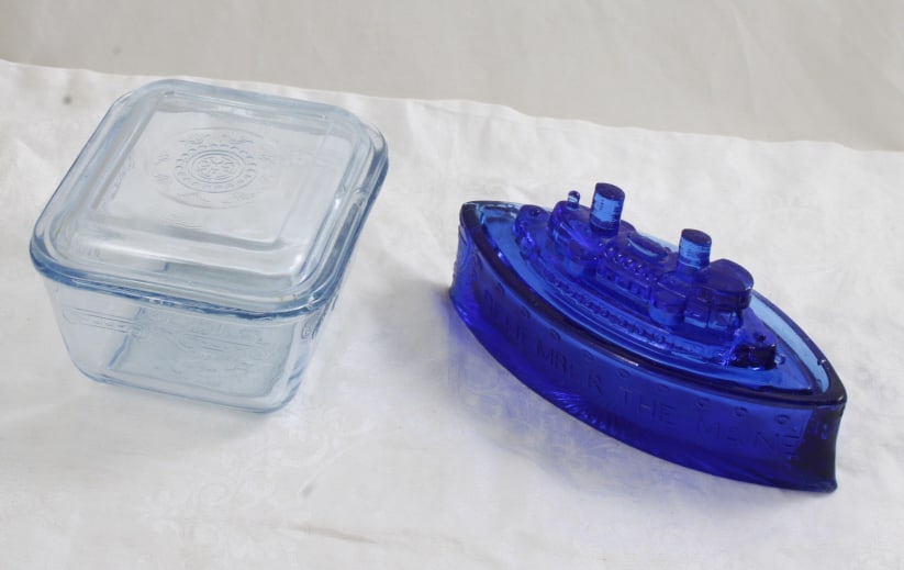 Cobalt Ship Candy Jar, Fire King Refrigerator Jar (1 of 18)