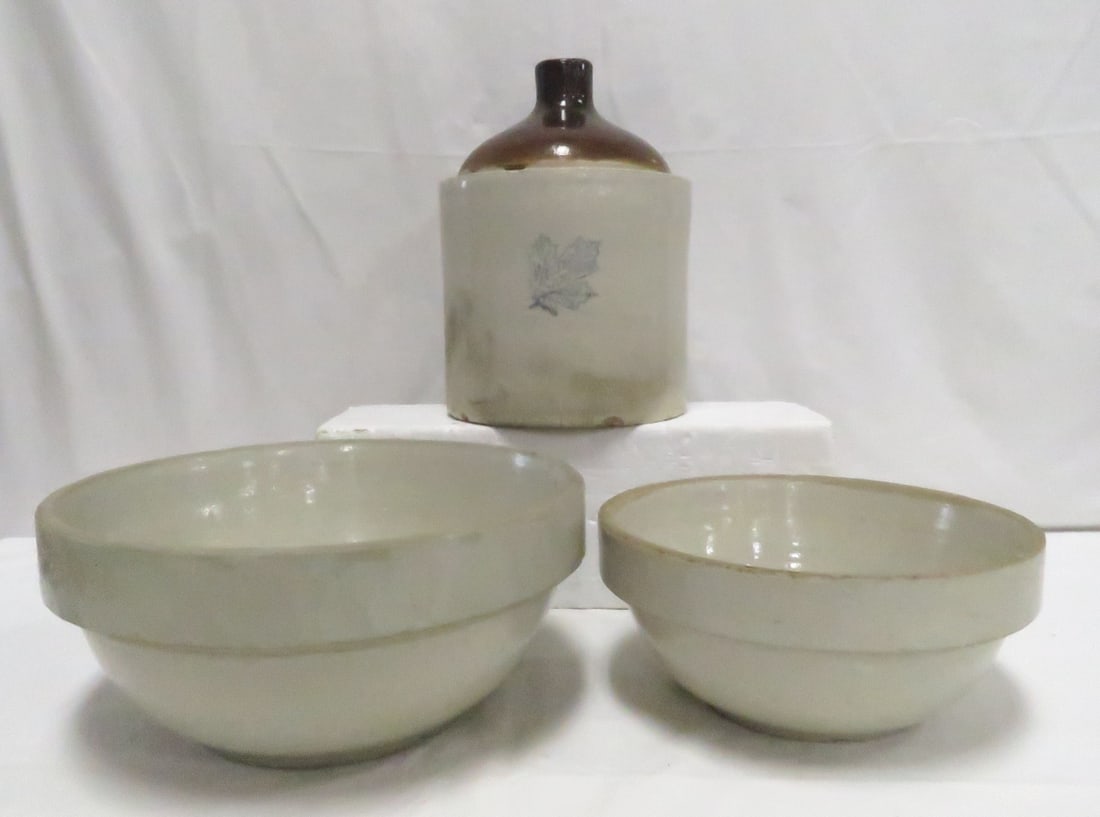 9 & 10" Stoneware Bowls, with Western Molasses Jug (1 of 20)