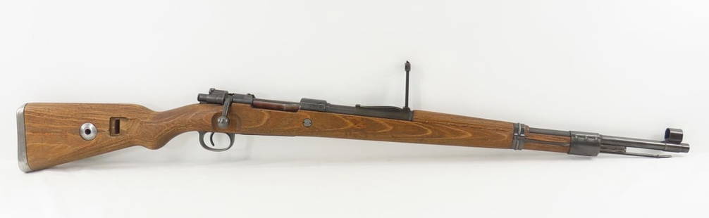 1944 byf Mauser K98k Sniper Rifle- duffle cut: 1944 byf Mauser K98k Sniper Rifle- duffle cut - SN# 7141, no visible import marks, overall good, Waffenamt. Semi-Kriegsmodell. 7.92x57mm Receiver top marked "eagle/135 byf 44" (Mauser-Werke KG,