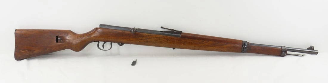 Haenel Sport Modell 33 Air Rifle .177: Haenel Sport Modell 33 Air Rifle .177 - magazine fed bolt action spring piston air rifle designed by Hugo Schmeisser. OAL 44" 8 shot repeater, 8 shot magazine is broken (parts included- top is
