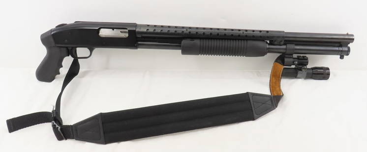 Mossberg 500A Home Defense 12 GA Shotgun: Mossberg 500A Home Defense 12 GA Shotgun - 18.5" barrel, front bead sight, 2 3/4" or 3" chamber, with tac-Star side saddle 6 round holder, synthetic ribbed forearm and pistol grip, under mount