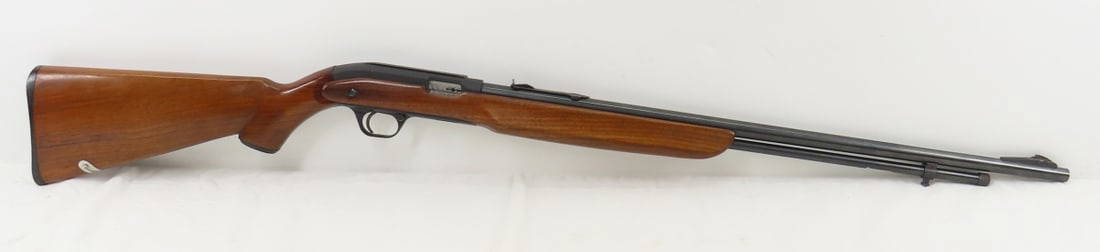 JC Higgins Model 30, Sears 583.70 .22LR Rifle: JC Higgins Model 30, Sears 583.70 .22LR Rifle - semi-auto, 24" barrel, front ramp sight and rear adjustable leaf sight, tube feed, 2 piece wood pistol grip stock with duck medallion, retractable