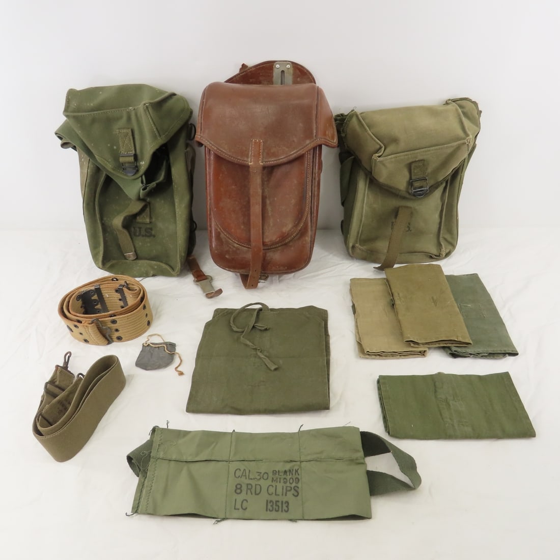 Military Leather & Canvas Cases, Belt & More: Military Leather & Canvas Cases, Belt & More - Please ask questions and read terms & conditions before bidding.