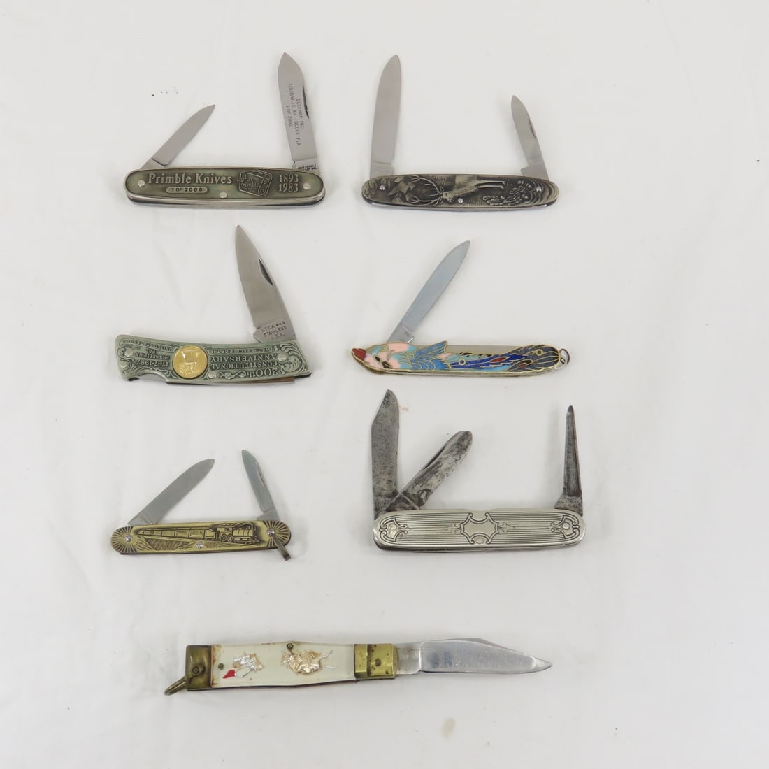 6 Metal Case Pocket Knives & 1 Automatic knife (1 of 20)