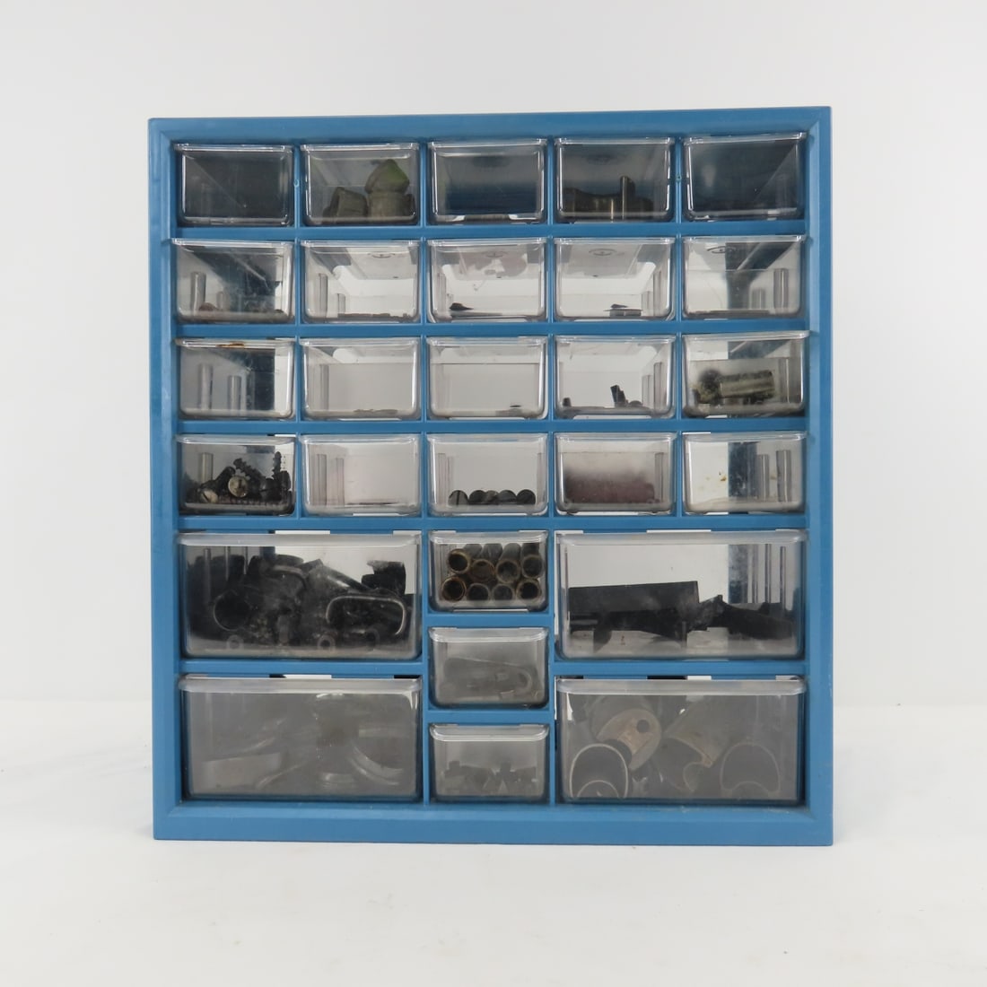 Assortment of Mostly K98K Mauser Parts: Assortment of Mostly K98K Mauser Parts - in storage with plastic drawers - 12x13x7". springs, bands, bayonet lugs (1 marked "e" and 1 with possible Waffenamt 77), and more. No other serial numbered an