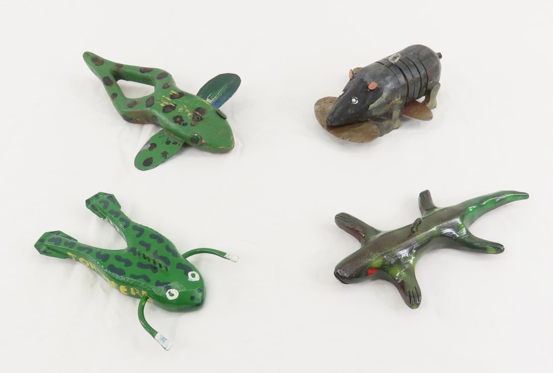 Mouse, Lizard & 2 Frog Fishing Decoys- 2 signed (1 of 13)