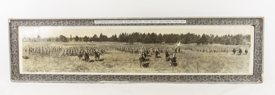 1914 2nd MN National Guard Inf. Ft McCoy Photo: 1914 2nd MN National Guard Inf. Ft McCoy Photo - framed 39x10", plastic overlay- not glass Please ask questions and read terms & conditions before bidding.