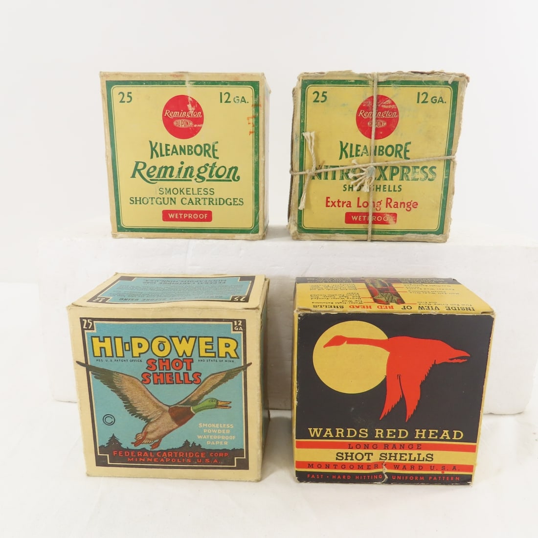 4 Vintage 12ga ammo boxes, 3 full, 1 partial (1 of 16)