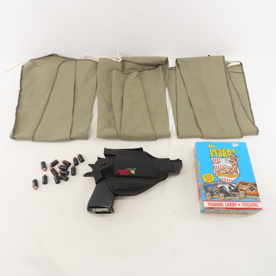 Desert Eagle Pellet Pistol, Trading Cards & More: Desert Eagle Pellet Pistol, Trading Cards & More - 3 rifle bags Please ask questions and read terms & conditions before bidding.
