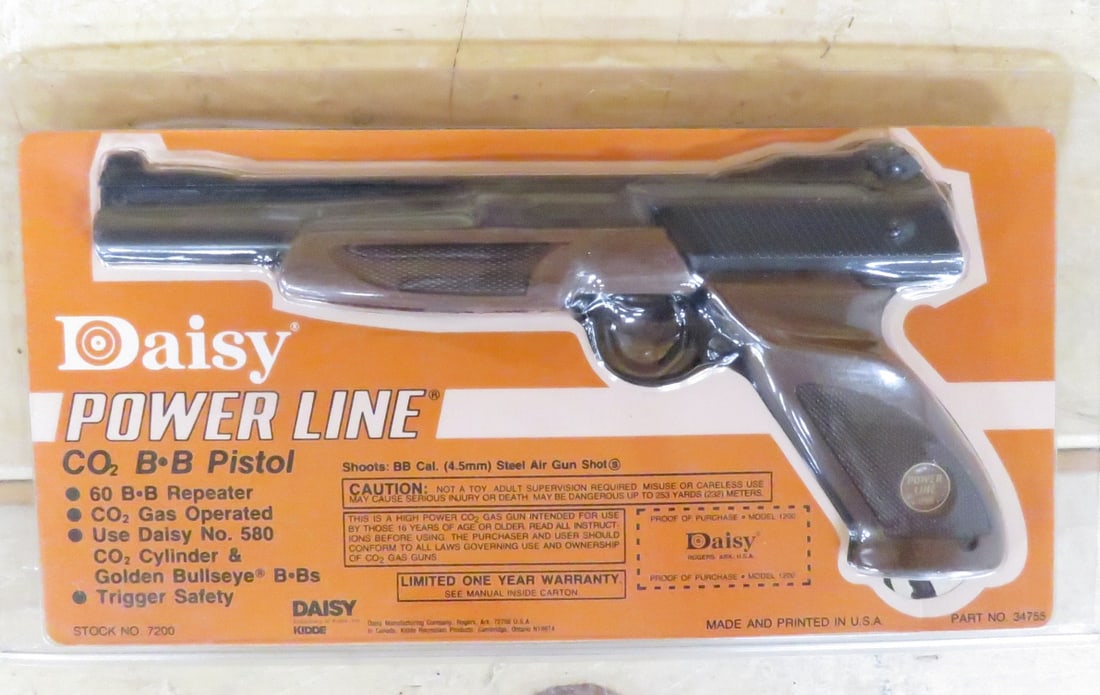 Daisy Powerline Model 1200 BB CO2 Air Pistol NIP: Daisy Powerline Model 1200 BB CO2 Air Pistol NIP - Factory Sealed Please ask questions and read terms & conditions before bidding.